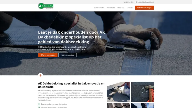 Website van AK Dakbedekking
