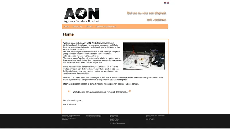 Website van Algemeen Onderhoud Nederland