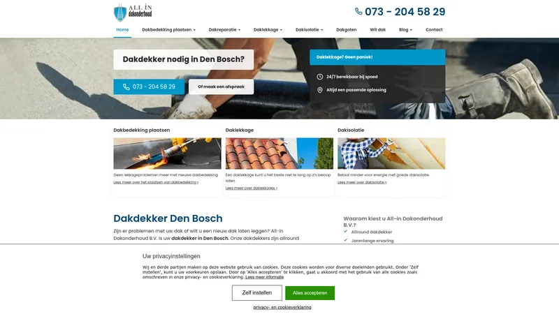 Website van All-in Dakonderhoud B.V.