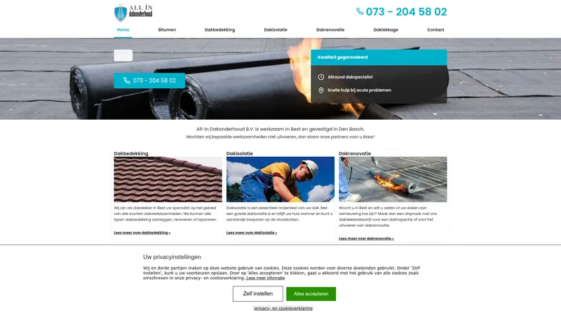 Website van All-in Dakonderhoud B.V.