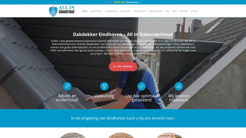 Website van All In Dakonderhoud