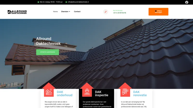 Website van Allround Daktechniek