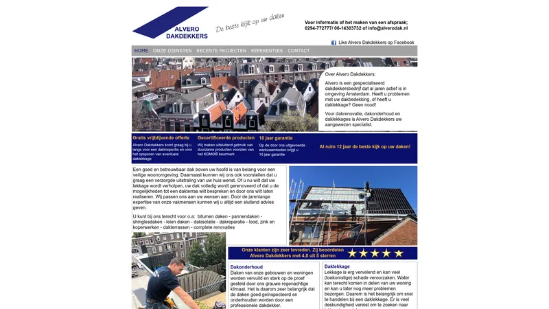 Website van Alvero Dakdekkers