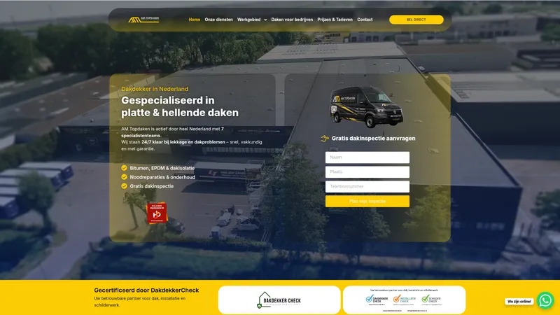 Website van AM Topdaken