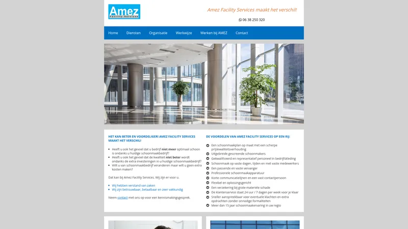 Website van Amez schoonmaakbedrijf