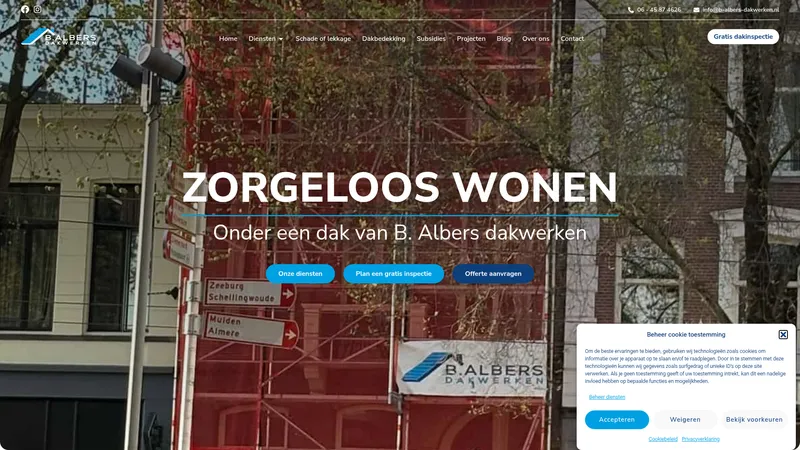 Website van B. Albers Dakwerken
