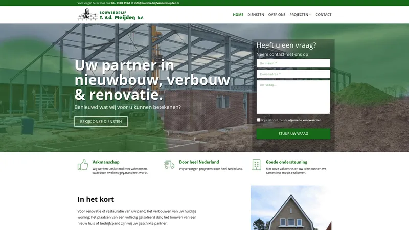 Website van Bouwbedrijf van der Meijden