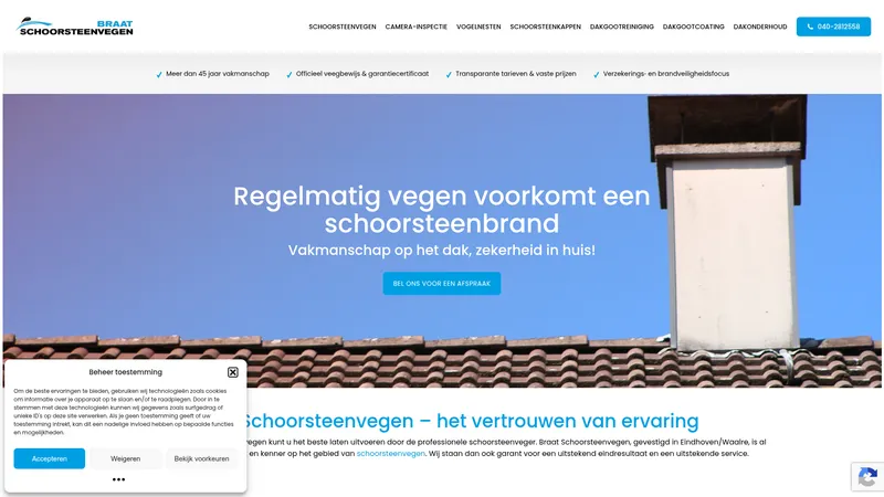 Website van Braat Schoorsteenvegen