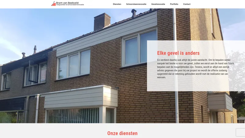 Website van Bram van Beekveld Voegwerken & Gevelreiniging