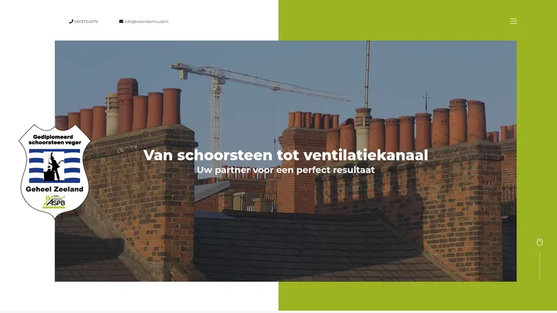 Website van CD Schoorsteen onderhoud v.o.f.