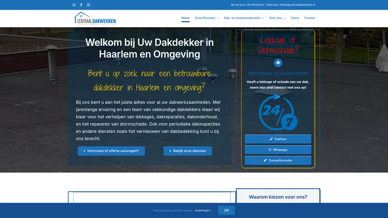 Website van Centraal Dakwerken