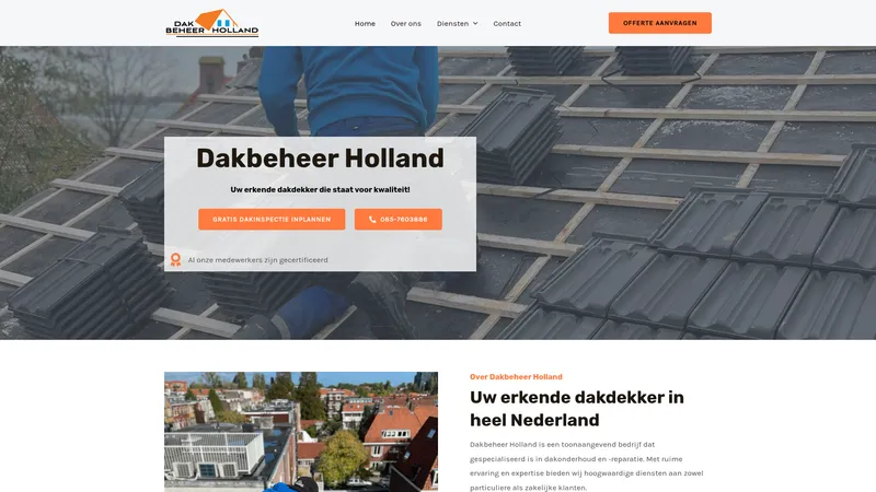 Website van Dak Beheer Holland