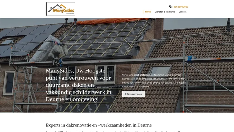 Website van Dak en klusbedrijf ManySides