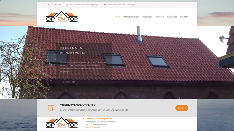 Website van Dak en schoorsteenservice Nederland
