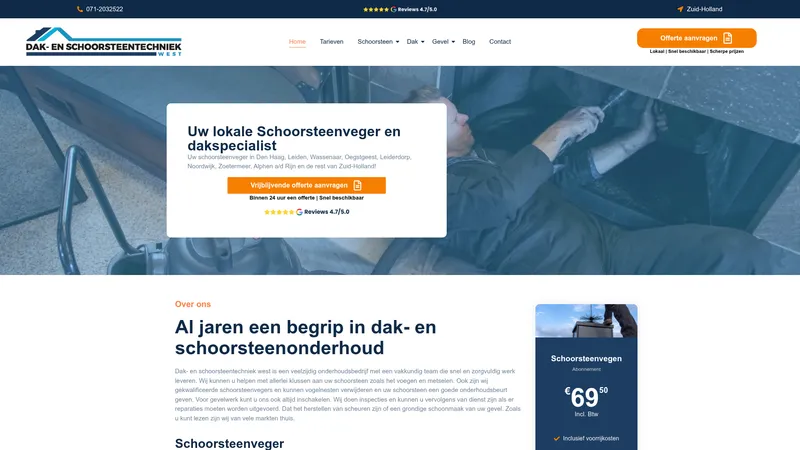 Website van Dak en schoorsteentechniek west