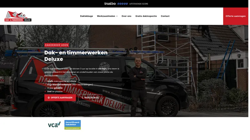 Website van Dak- en Timmerwerken Deluxe