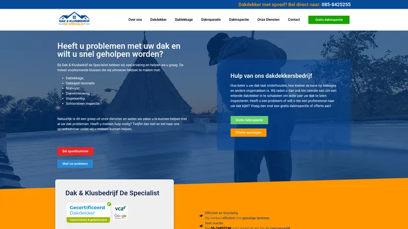 Website van Dak & Klusbedrijf De Specialist