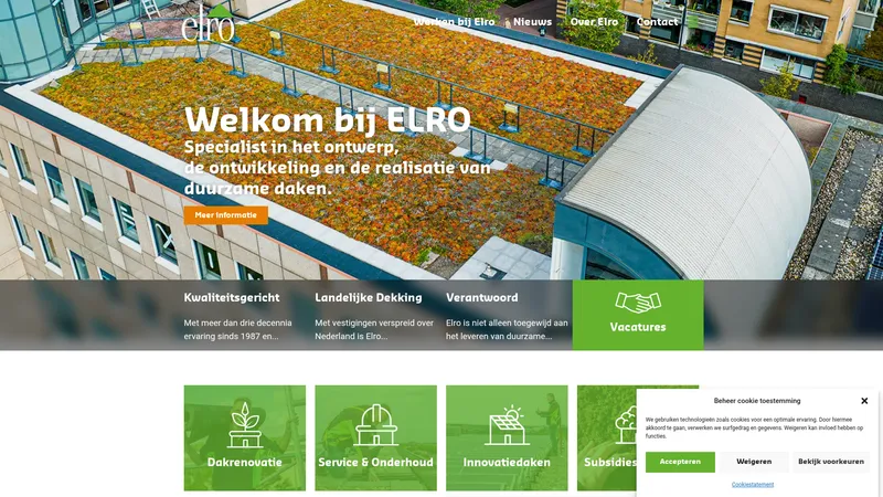 Website van Dakbedekkingsbedrijf Elro B.V