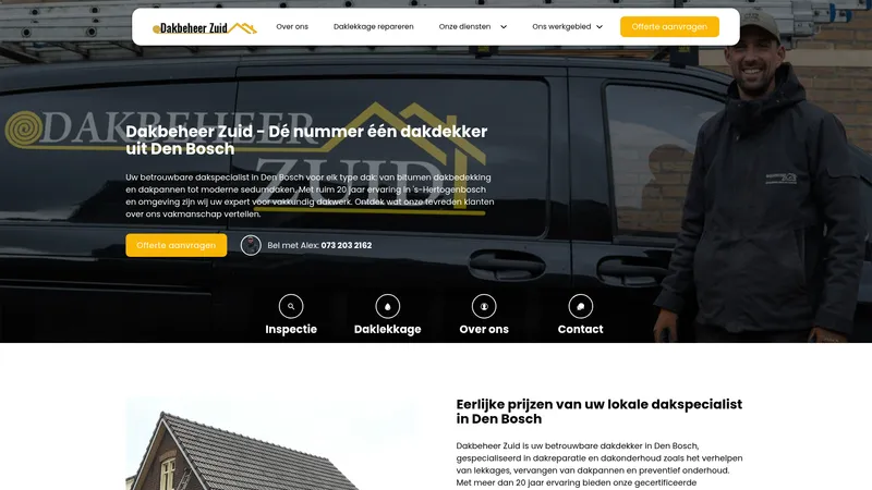 Website van Dakbeheer Zuid