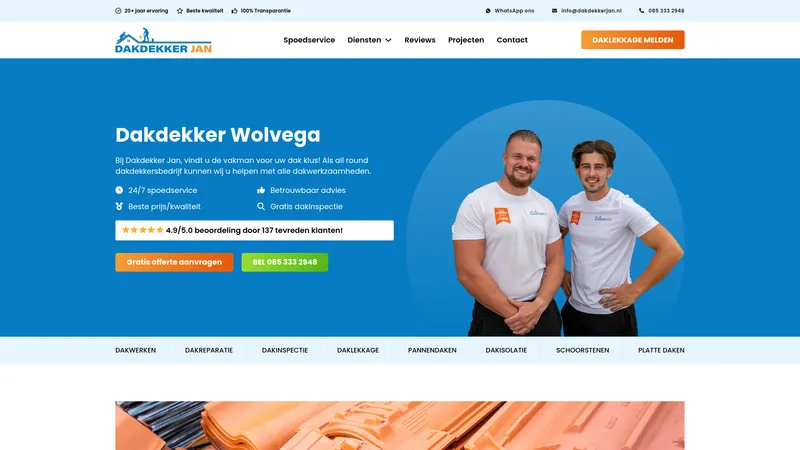 Website van Dakcentrum Wolvega