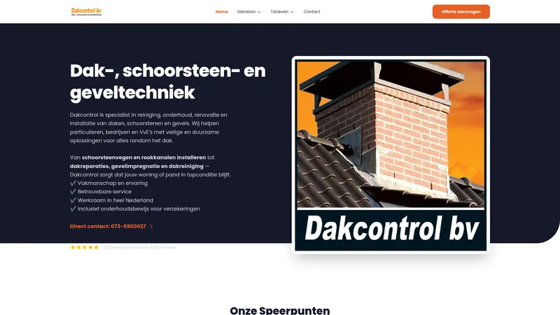 Website van Dakcontrol B.V