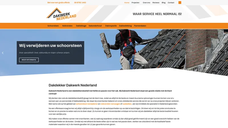 Website van Dakdekker Dakwerk Nederland