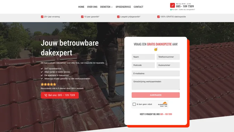 Website van Dakdekker De Groot