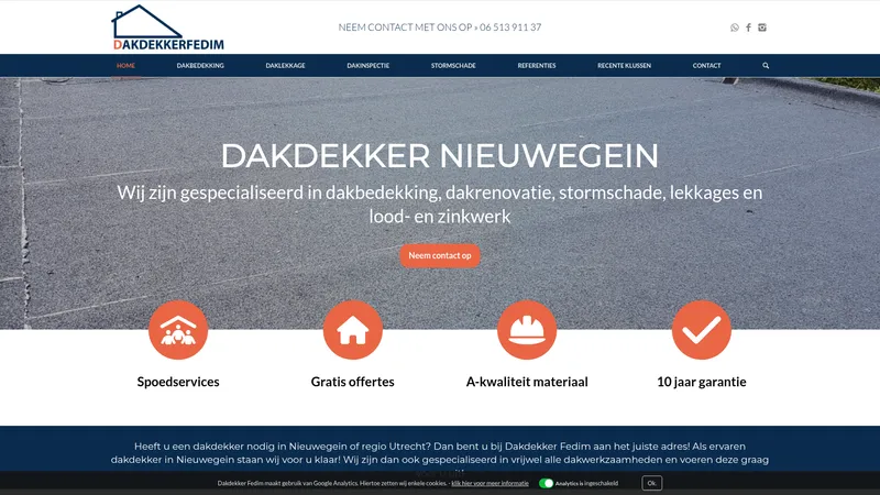 Website van Dakdekker Fedim