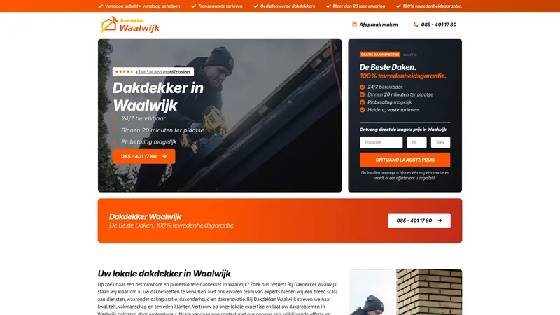 Website van Dakdekker Waalwijk