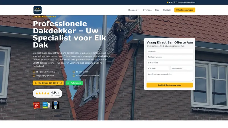 Website van Dakdekkers Groep