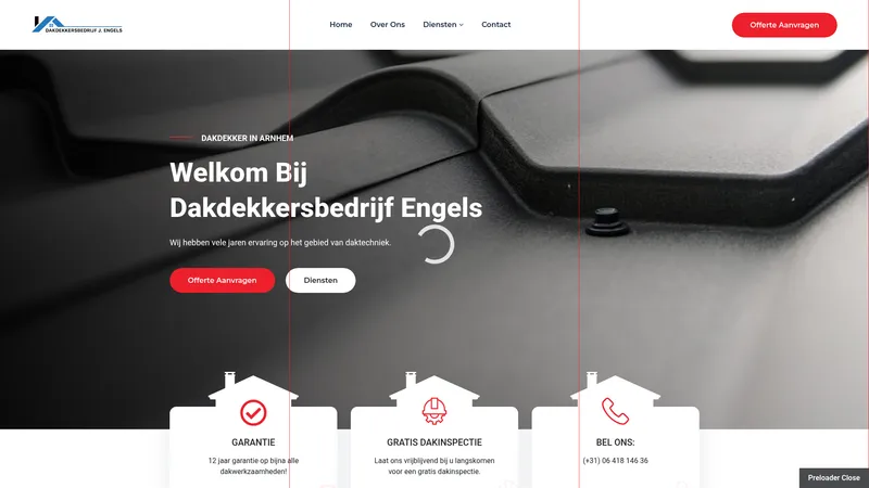 Website van Dakdekkersbedrijf J. Engels
