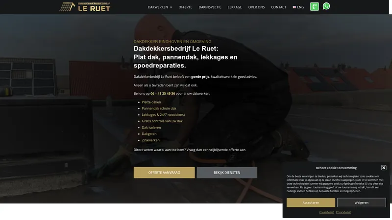 Website van Dakdekkersbedrijf Le Ruet