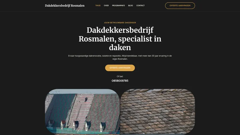 Website van Dakdekkersbedrijf Rosmalen