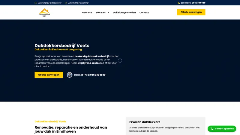 Website van Dakdekkersbedrijf Voets Eindhoven