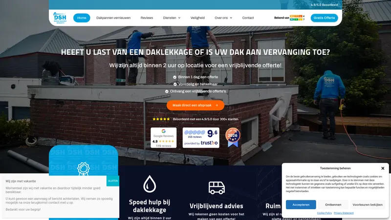 Website van Dakleer Specialist Holland B.V