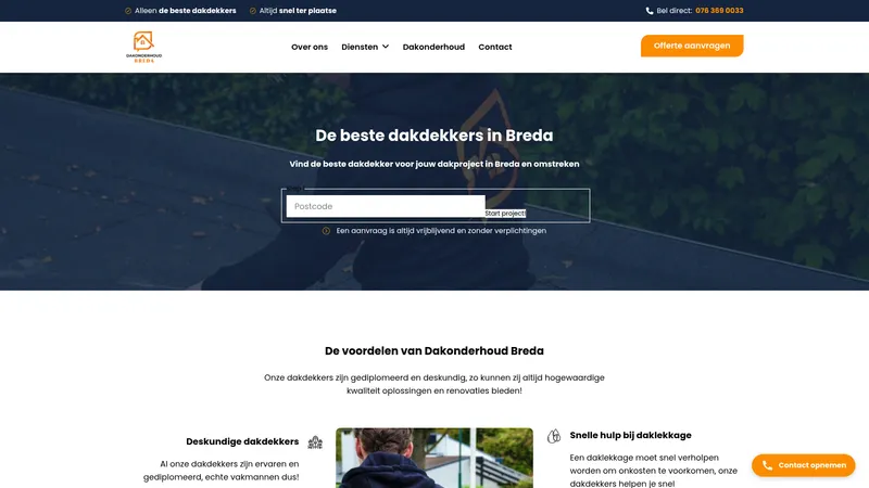 Website van Dakonderhoud Breda