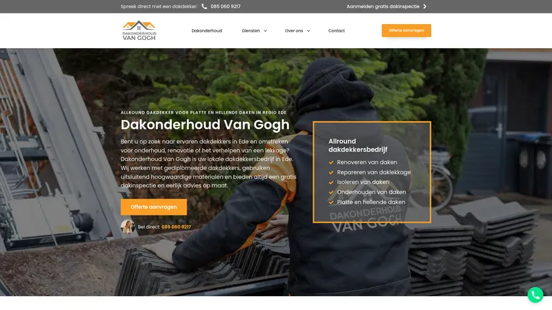 Website van Dakonderhoud van Gogh