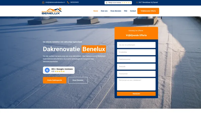 Website van Dakrenovatie Benelux