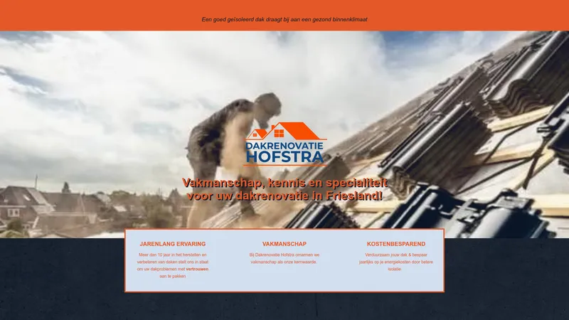 Website van Dakrenovatie Hofstra