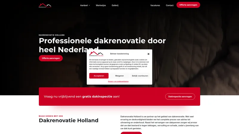 Website van Dakrenovatie Holland