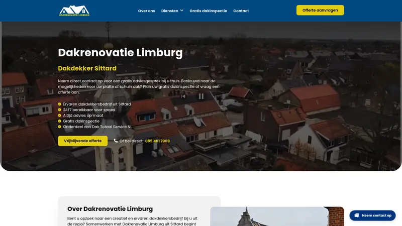 Website van Dakrenovatie Limburg