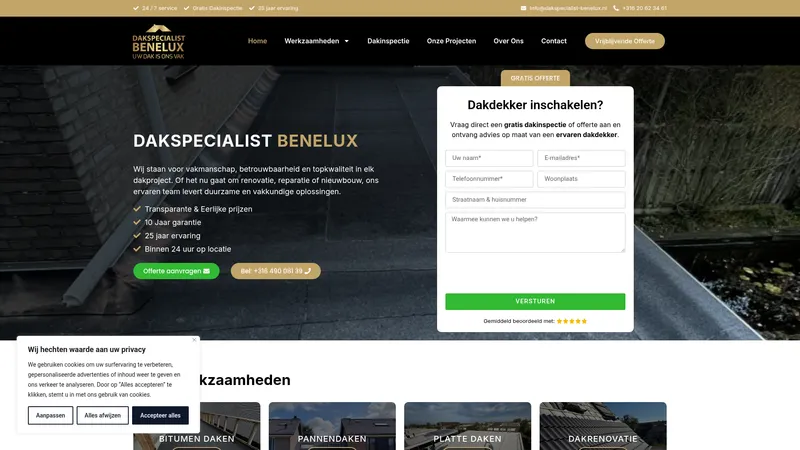 Website van Dakspecialist Benelux