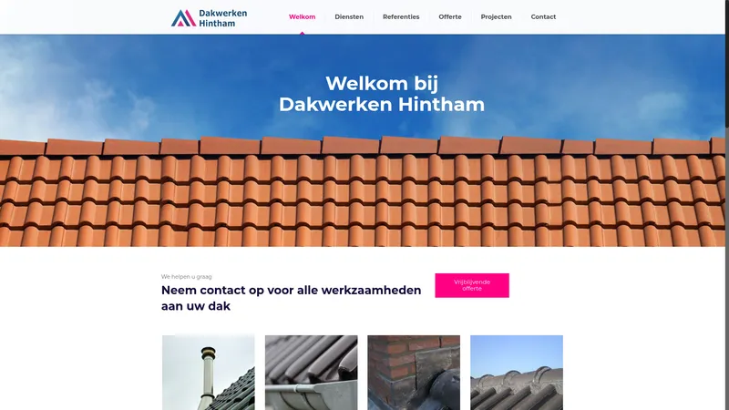 Website van Dakwerken Hintham