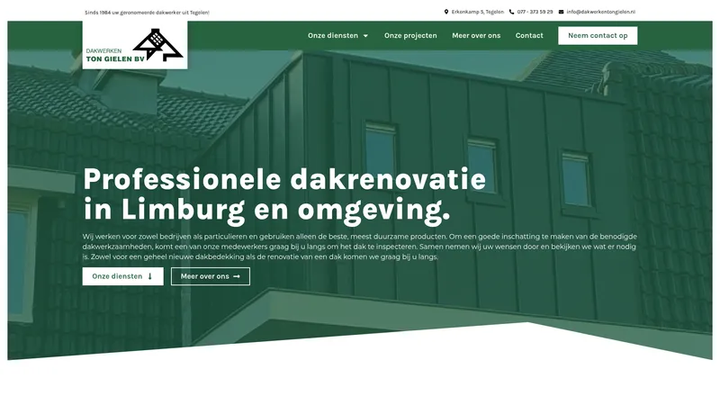 Website van Dakwerken Ton Gielen BV