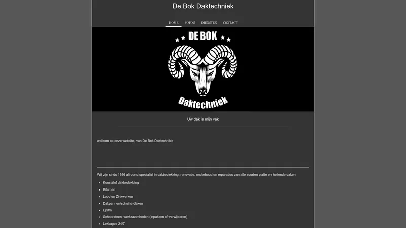 Website van De Bok Daktechniek