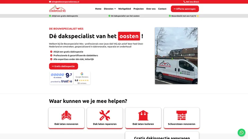 Website van De Bouwspecialist WES