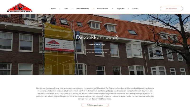 Website van De Dakcentrale