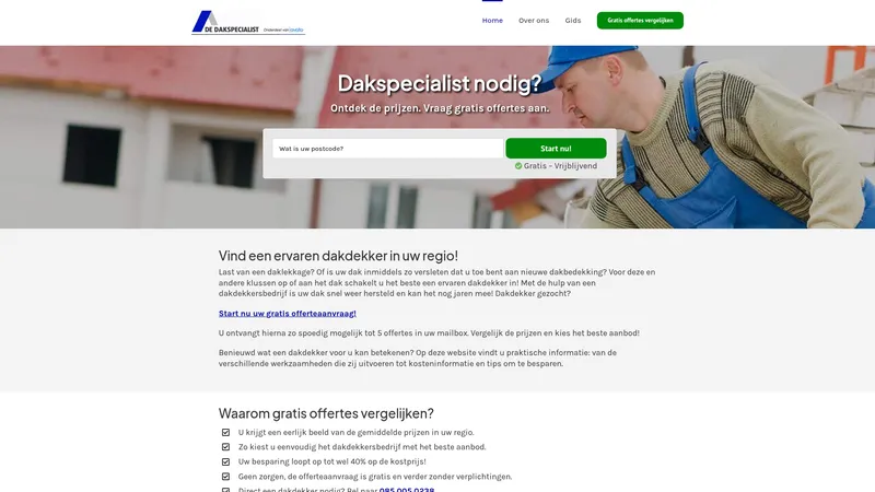 Website van De Dakspecialist