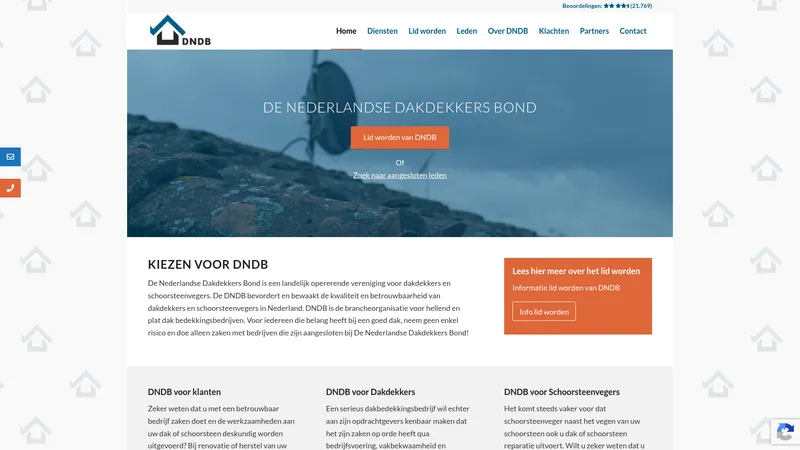 Website van De Nederlandse Dakdekkers Bond
