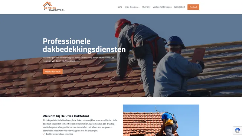 Website van De Vries Daktotaal